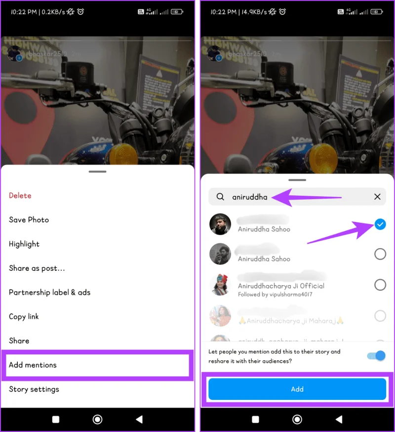 Come taggare/menzionare qualcuno nella storia di Instagram senza che venga mostrato