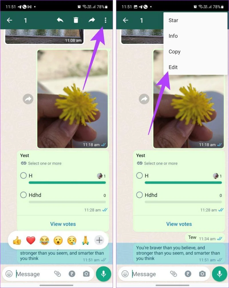 3 วิธีในการแก้ไขข้อความ WhatsApp