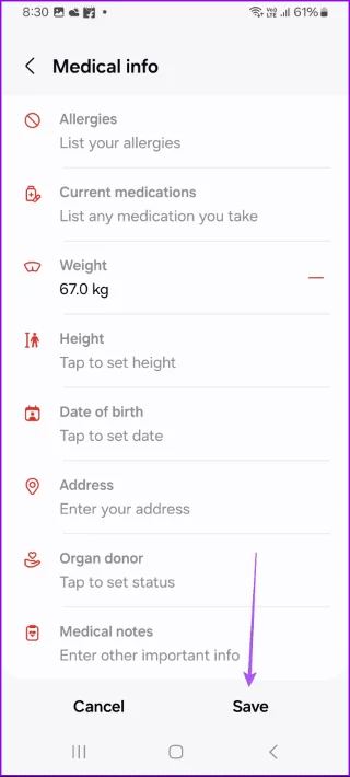 Come aggiungere e gestire informazioni mediche sui telefoni Samsung Galaxy
