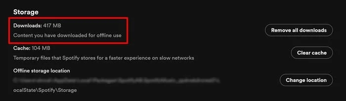 Verificați cât de mult spațiu ocupă melodiile Spotify