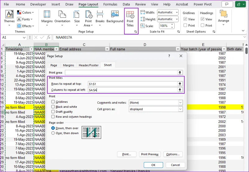 Como imprimir a primeira linha ou coluna em cada página do Excel