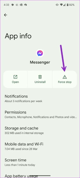 Forcer l'arrêt de Messenger