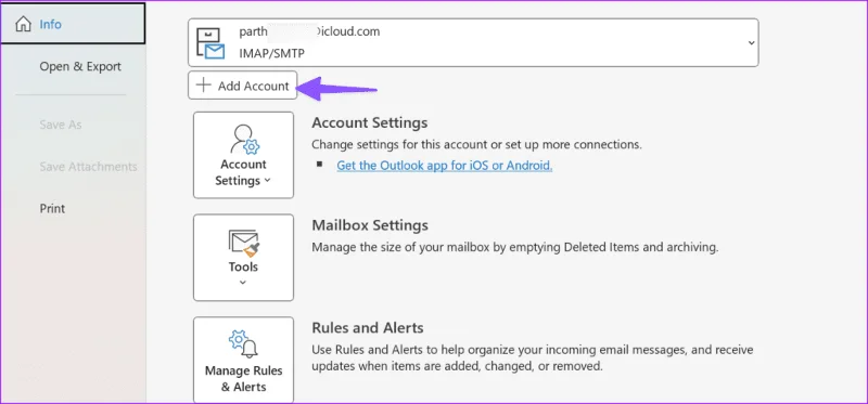 Ajouter un compte dans Outlook