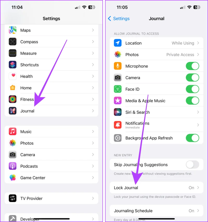 Hoe u de Journal-app op uw iPhone gebruikt