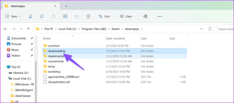 ลบไฟล์ชั่วคราวใน Steam