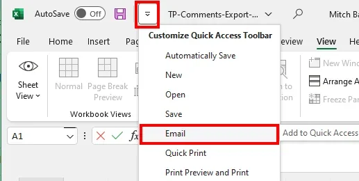 Schakel de “E-mail” optie in Excel & Word 365 in