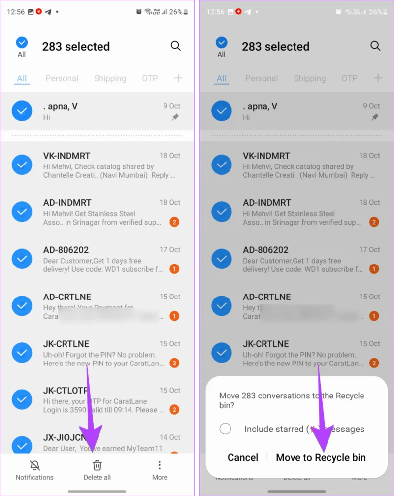 Hoe meerdere of alle tekstberichten op Android te verwijderen
