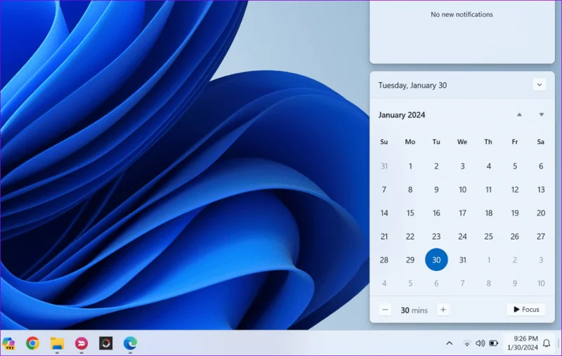 Las 6 soluciones principales para el calendario de la barra de tareas que no se abre en Windows 11