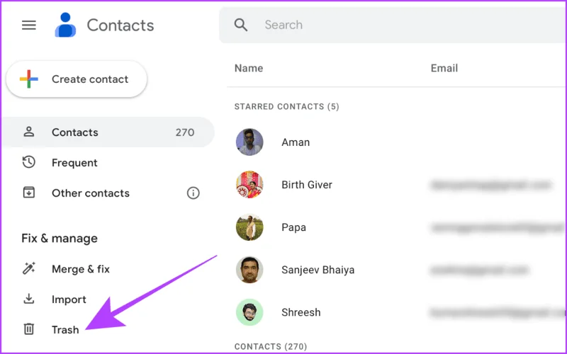 Google Contacten herstelproces