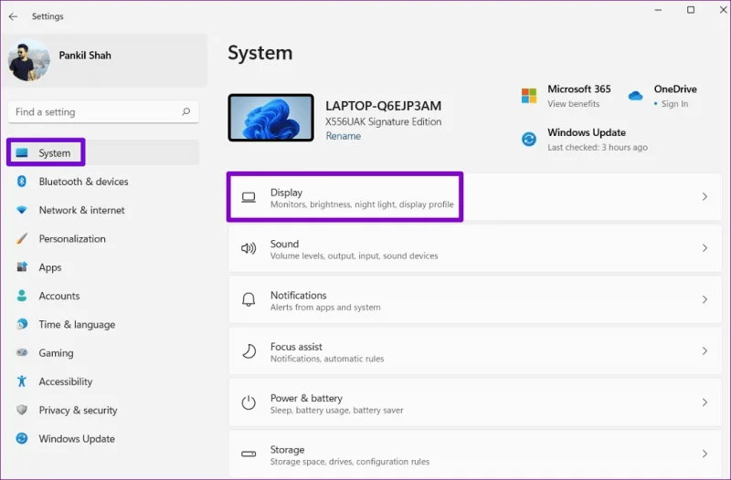 Ajustar brillo en Configuración de Windows 11