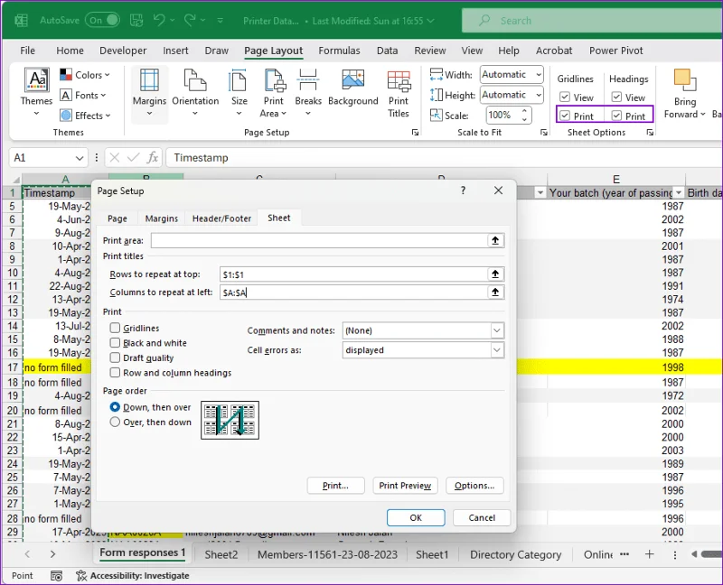 Como imprimir a primeira linha ou coluna em cada página do Excel