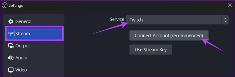 Connecter le compte Twitch