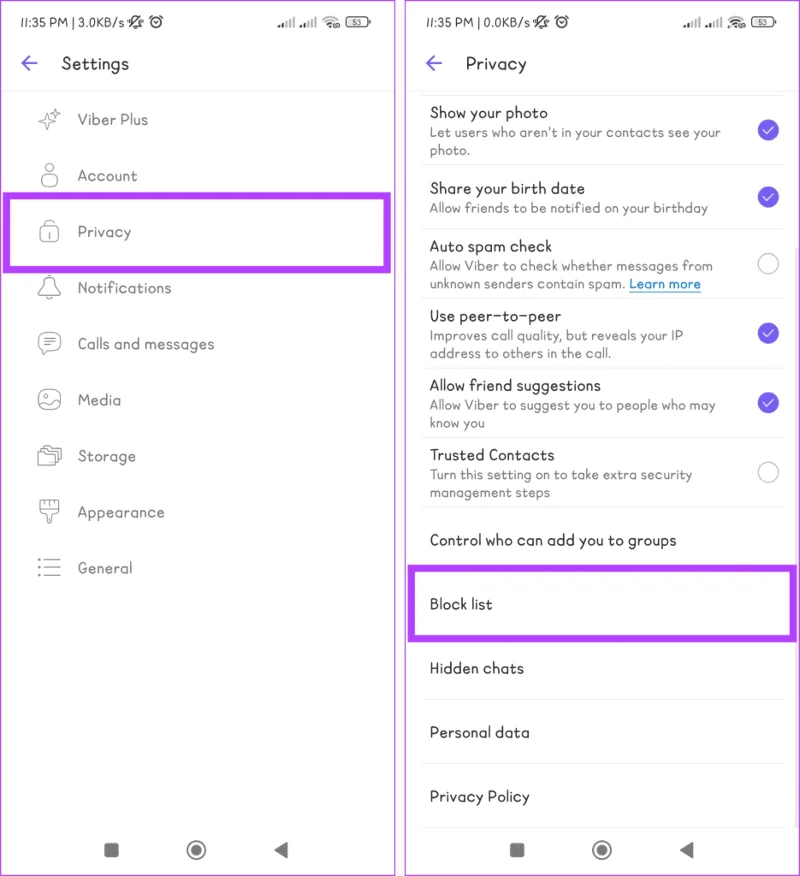 Come bloccare o sbloccare qualcuno sull'app Viber