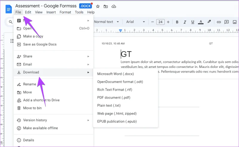 Jak przekonwertować Formularze Google na format PDF, Dokumenty Google lub Word