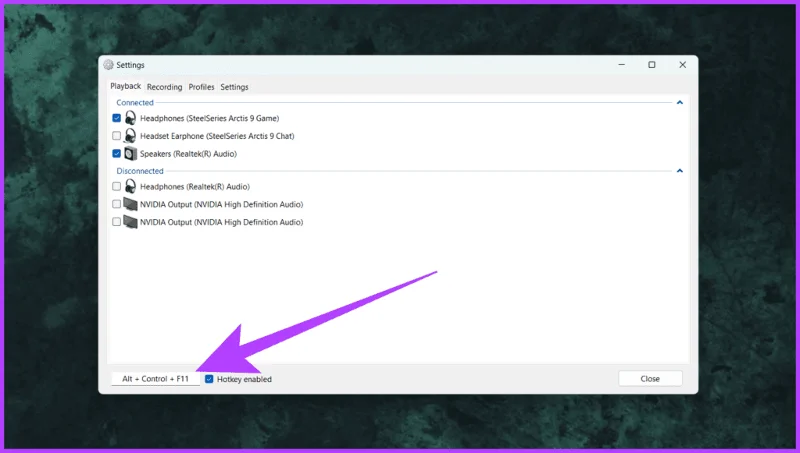 Cómo cambiar la salida de audio en Windows con una tecla de acceso rápido