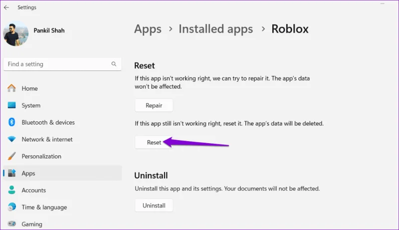 Restablecer Roblox