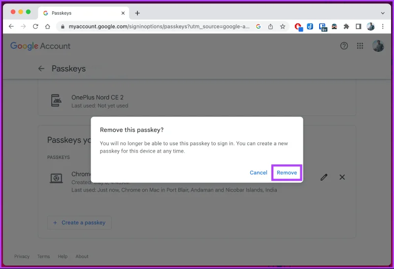 So löschen Sie einen Google Passkey von einem Desktop oder Mobilgerät
