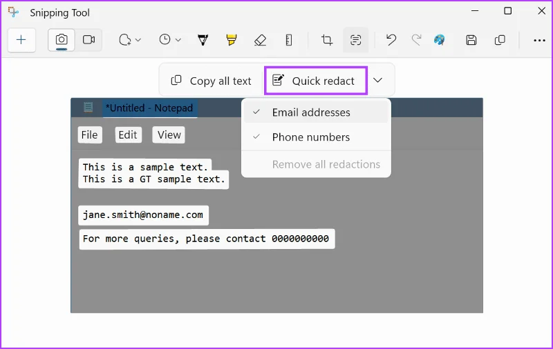 Cómo utilizar las acciones de texto de la herramienta Recortes en Windows 11