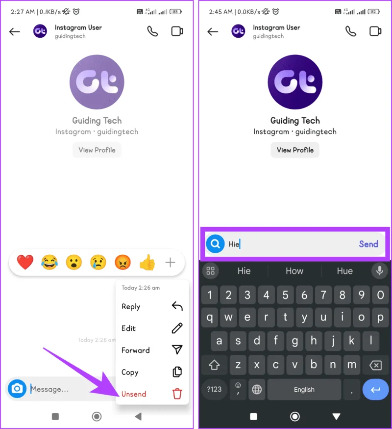 Come modificare i messaggi su Instagram