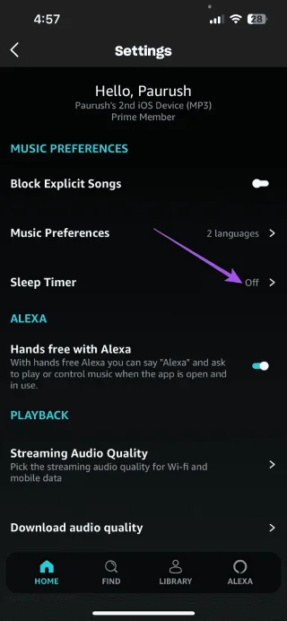 Come impostare il timer di spegnimento su Amazon Music