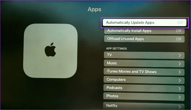 Come aggiornare il software e le app di Apple TV