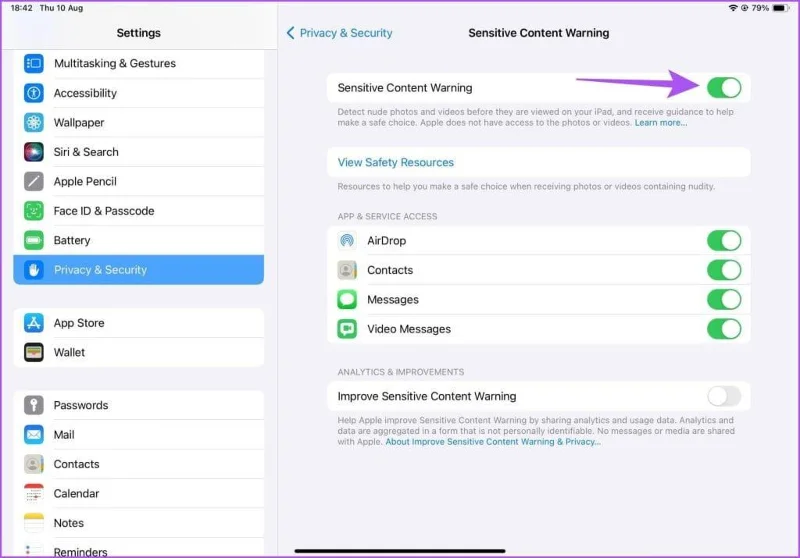 Waarschuwing voor gevoelige inhoud inschakelen op iPhone, iPad en Mac