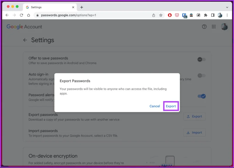 Hoe Chrome-wachtwoorden naar CSV te exporteren