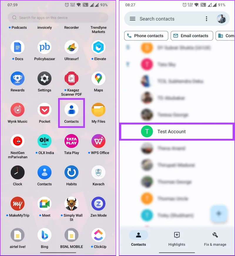 Contacten bewerken op Android