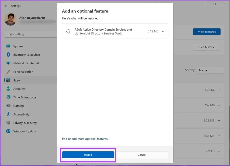 Cómo instalar usuarios y computadoras de Active Directory en Windows
