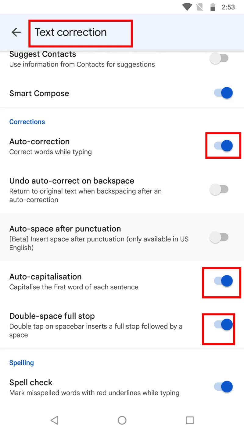 Android: 自動修正を簡単に無効にする方法