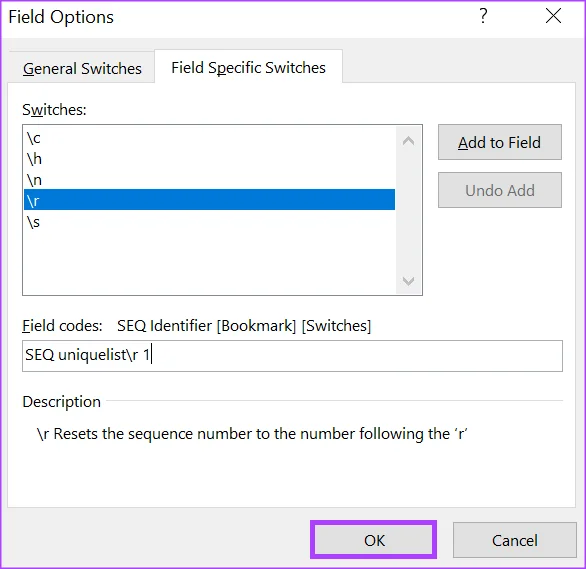 كيفية استخدام رمز حقل SEQ لترقيم مستند Word