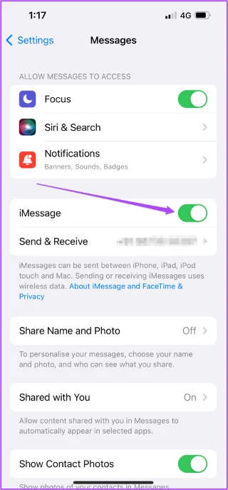Come forzare linvio di un messaggio di testo anziché iMessage a un contatto