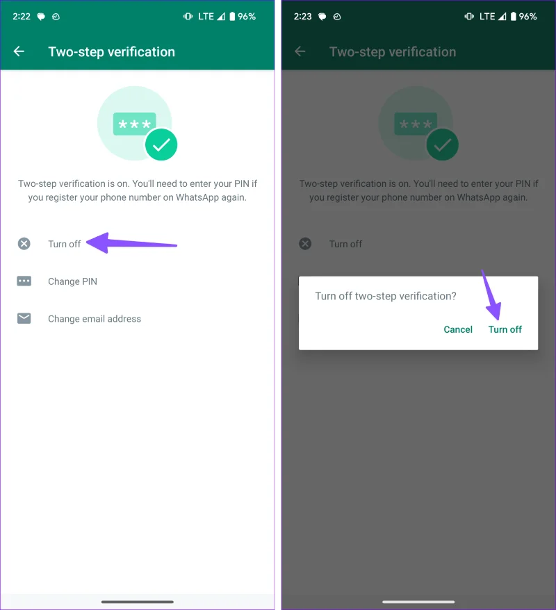 Come rimuovere il PIN della verifica in due passaggi su WhatsApp