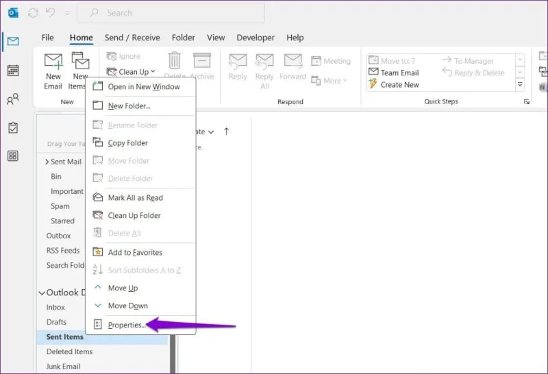 Las 6 soluciones principales para los elementos enviados que no se muestran en Microsoft Outlook para Windows