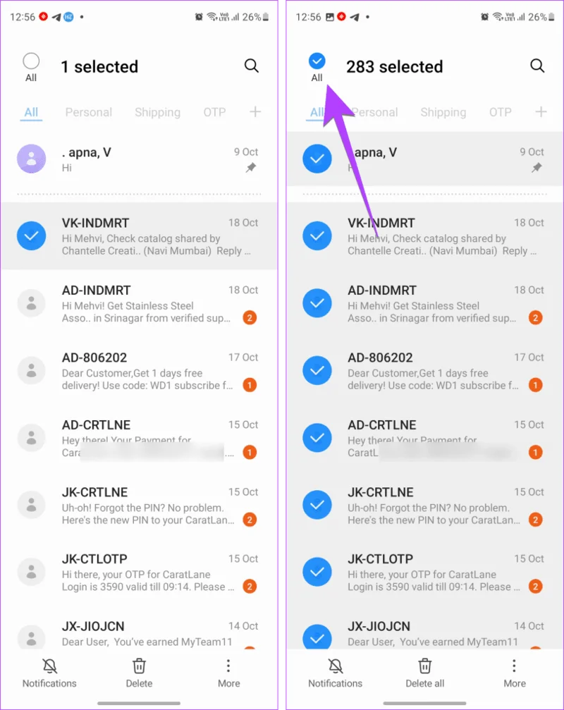 Hoe meerdere of alle tekstberichten op Android te verwijderen