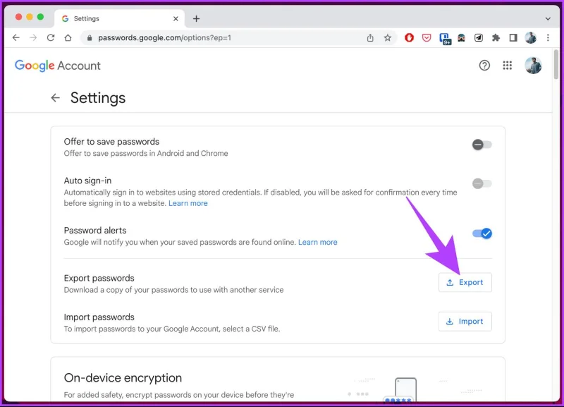 Hoe Chrome-wachtwoorden naar CSV te exporteren
