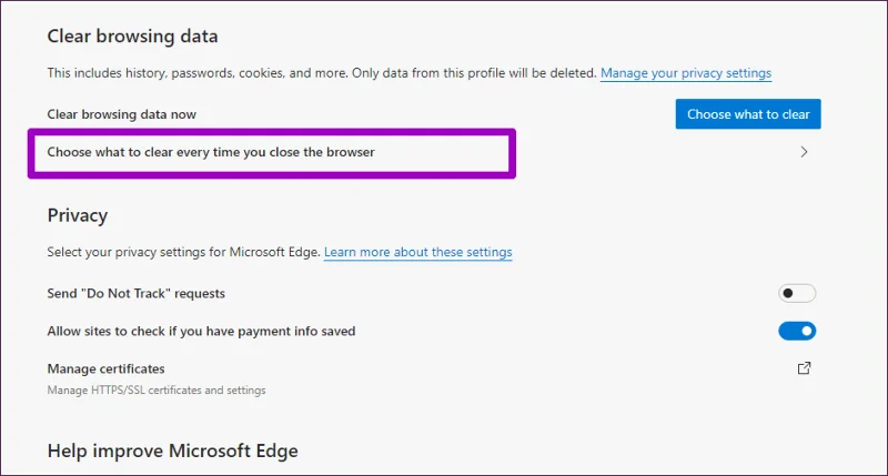 วิธีล้างแคชและคุกกี้บน Microsoft Edge