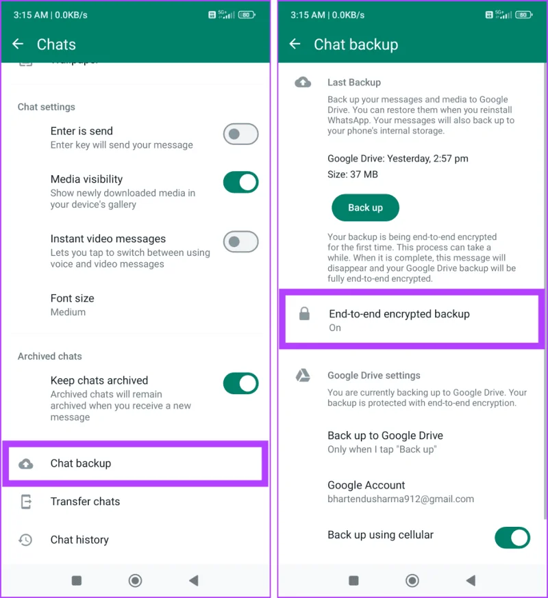 Comment activer ou désactiver le cryptage de bout en bout pour la sauvegarde des discussions WhatsApp