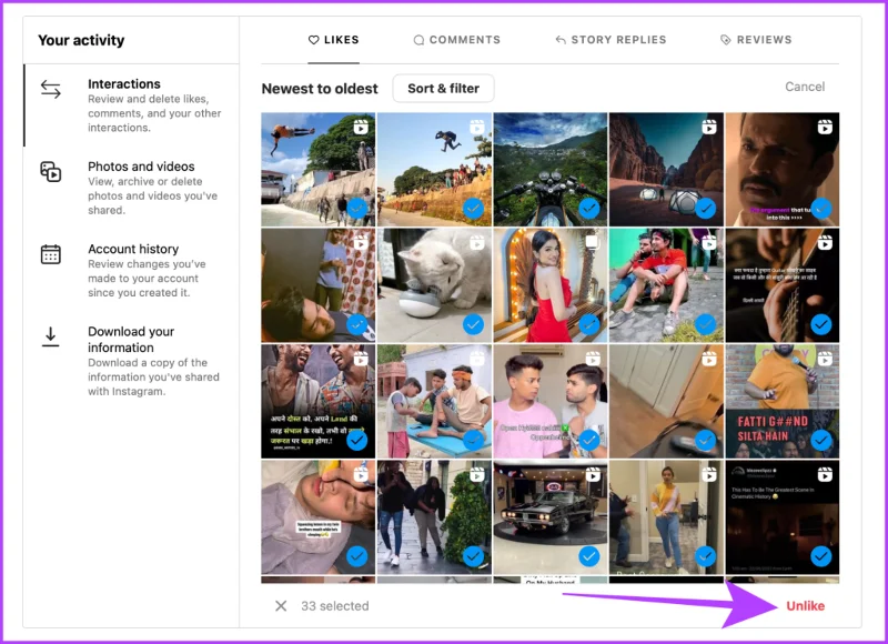 Comment aimer ou annuler toutes les publications sur Instagram à la fois