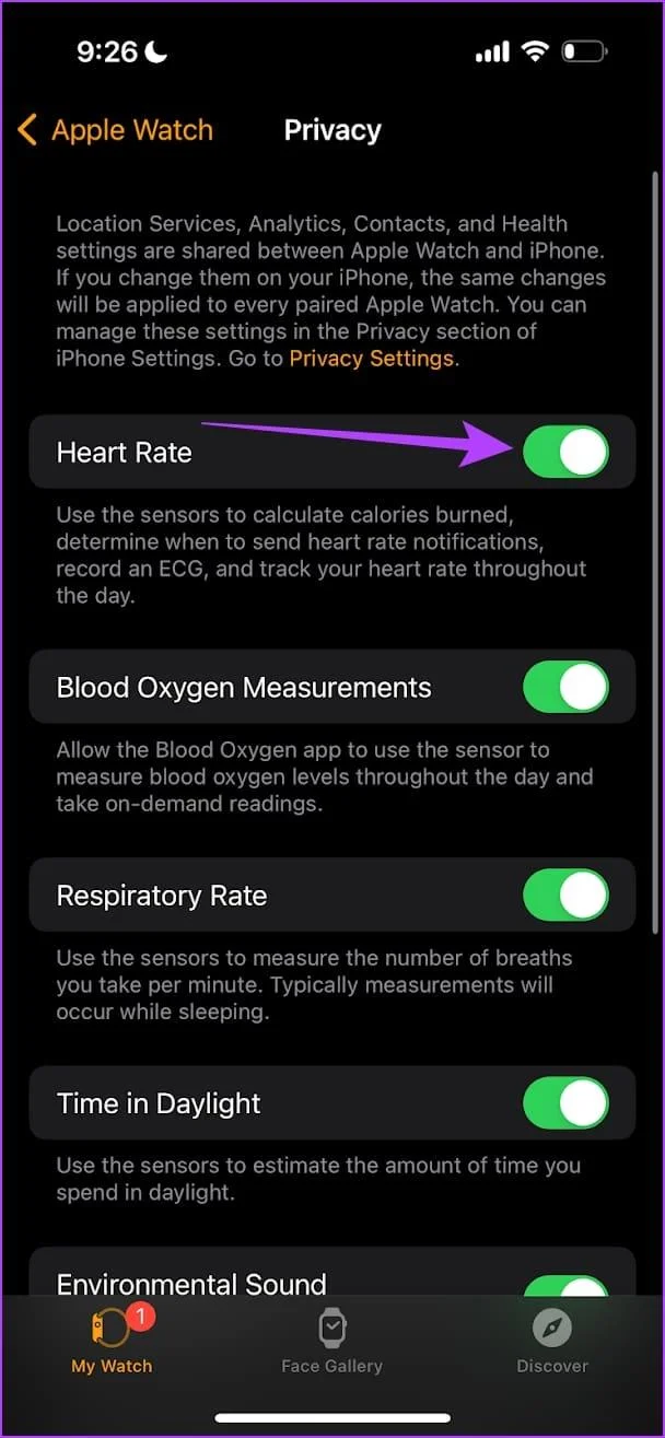 Attivazione della misurazione della frequenza cardiaca