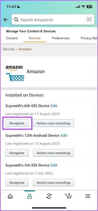 Come disconnettersi dall'app o dal sito web di Amazon