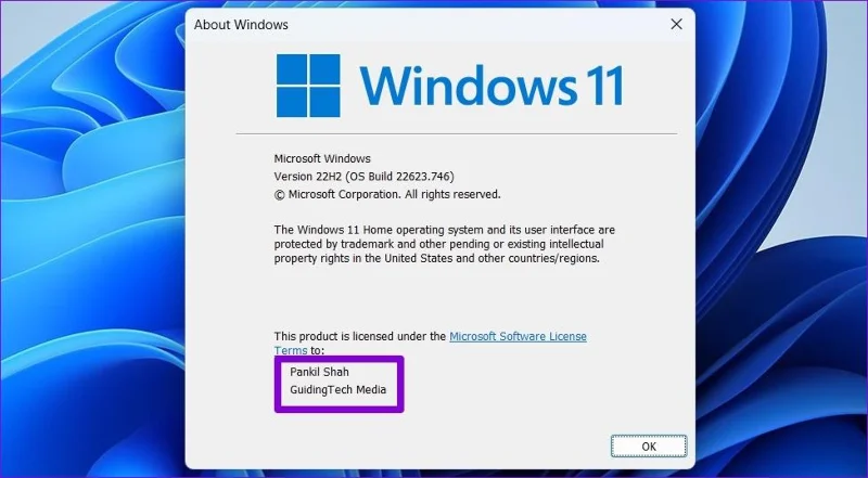 Cómo verificar o cambiar los detalles del propietario en Windows 11