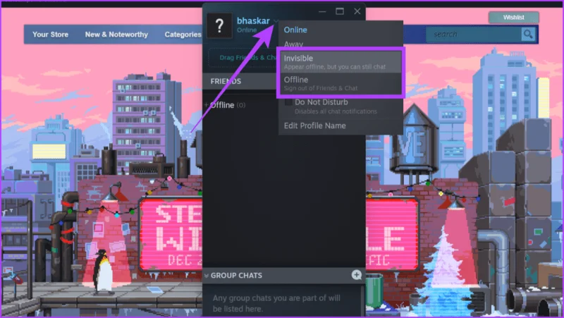 Comment apparaître hors ligne ou invisible sur Steam (sans dire hors ligne)