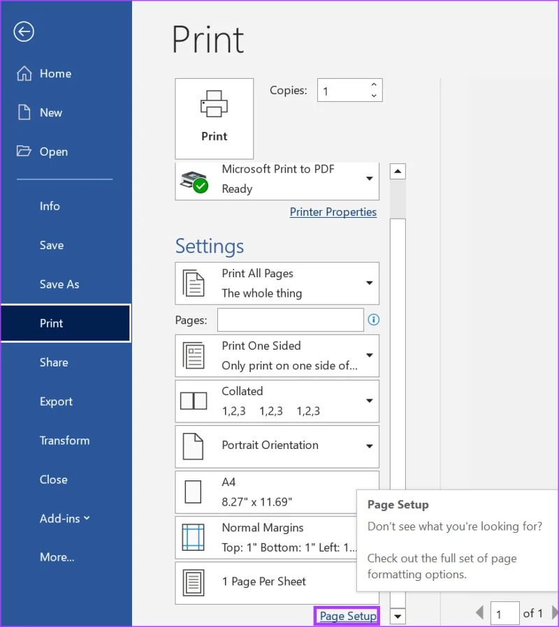4 melhores maneiras de acessar a caixa de diálogo de configuração de página no Microsoft Word