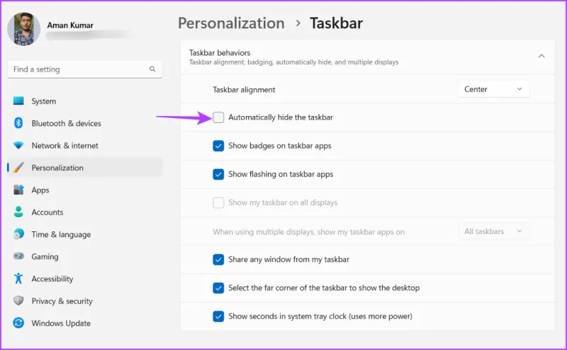 Las 6 formas principales de arreglar la barra de tareas oculta automáticamente que no funciona en Windows 11