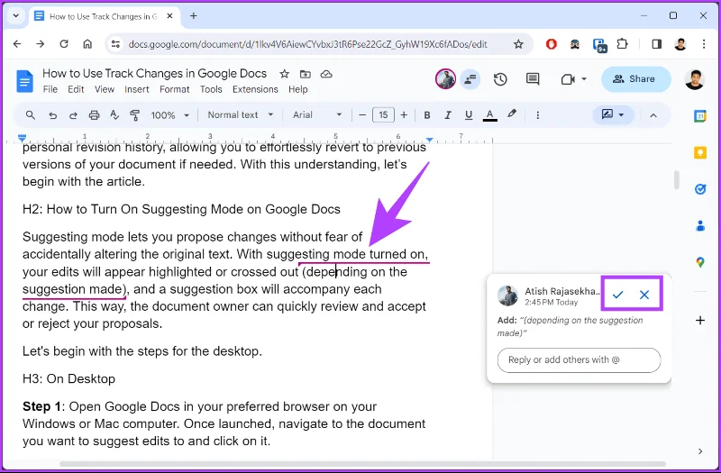Comment utiliser le suivi des modifications dans Google Docs