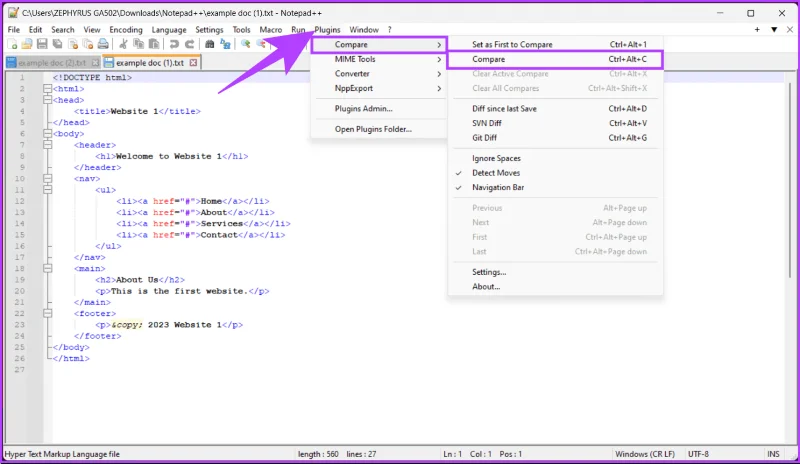 Notepad++ で 2 つのファイルを比較する方法: 総合ガイド