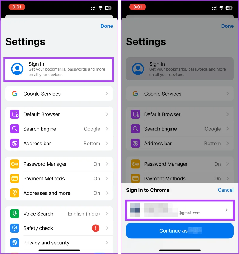 Comment changer de compte Google dans Chrome pour iOS, iPad et Android