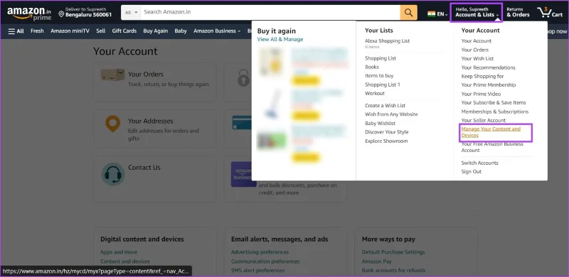 Come disconnettersi dall'app o dal sito web di Amazon
