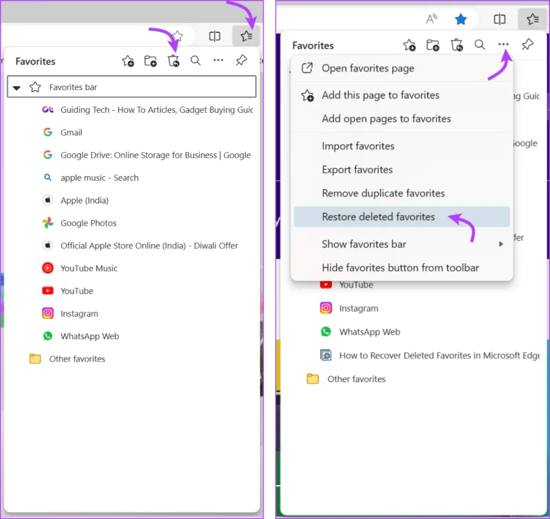 Hoe verwijderde favorieten in Microsoft Edge te herstellen